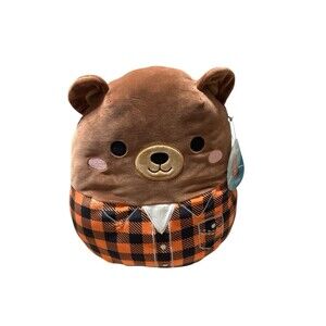 Squishmallows Omar the Bear 12" Plaid Shirt Kellytoy 2023